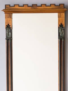 Antique Austrian Biedermeier Period Cherry Ebonized Mirror, circa 1825