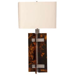 Sciolari Tortoise Resin and Brushed Nickel Tall Lamp, Italy c.1940 Sciolari Tortoise Resin and Brushed Nickel Tall Lamp, Italy c.1940