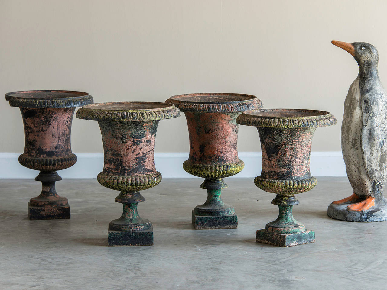 Receive our new selections direct from 1stdibs by email each week. Please click Follow Dealer below and see them first!

This set of four antique cast iron urns circa 1875 are in the famous 