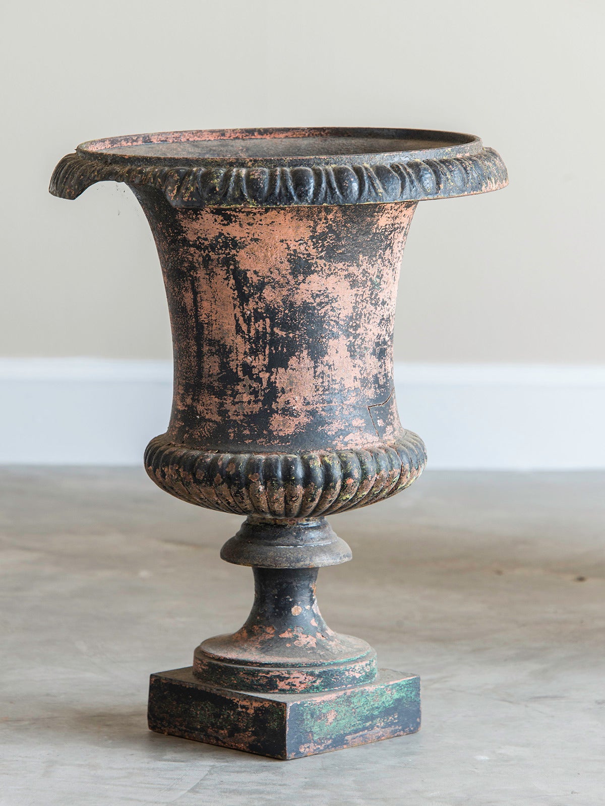 Set of Four Antique Italian Campana Style Cast Iron Urns, circa 1875