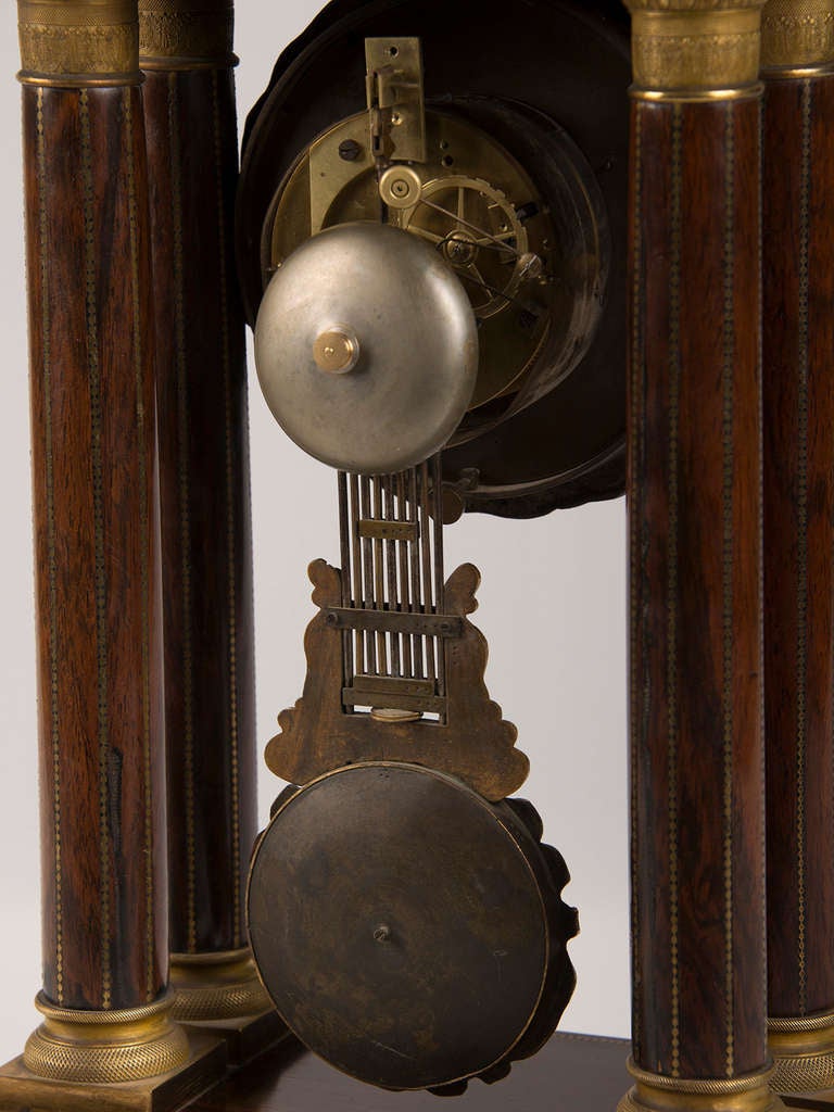 Antique French Charles X Period Rosewood and Ormolu Portico Clock circa 1830 3