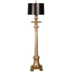 Antique Italian Silver Gilt Candle Stand circa 1890 Converted to a Floor Lamp