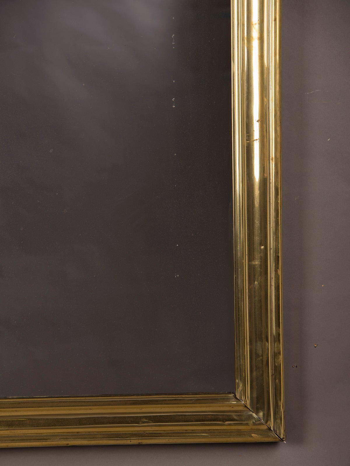 Brass Ribbed Frame Antique French Bistro Mirror, circa 1875 1