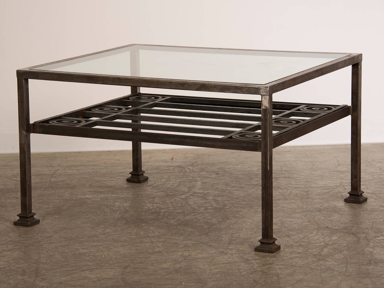 Art Deco Period Forged Iron Grate, France circa 1930, Custom Coffee Table 4
