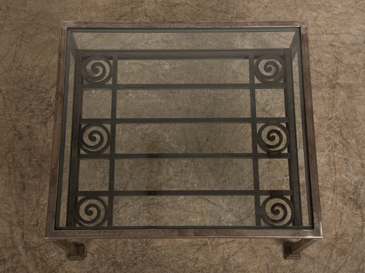 Mid-20th Century Art Deco Period Forged Iron Grate, France circa 1930, Custom Coffee Table