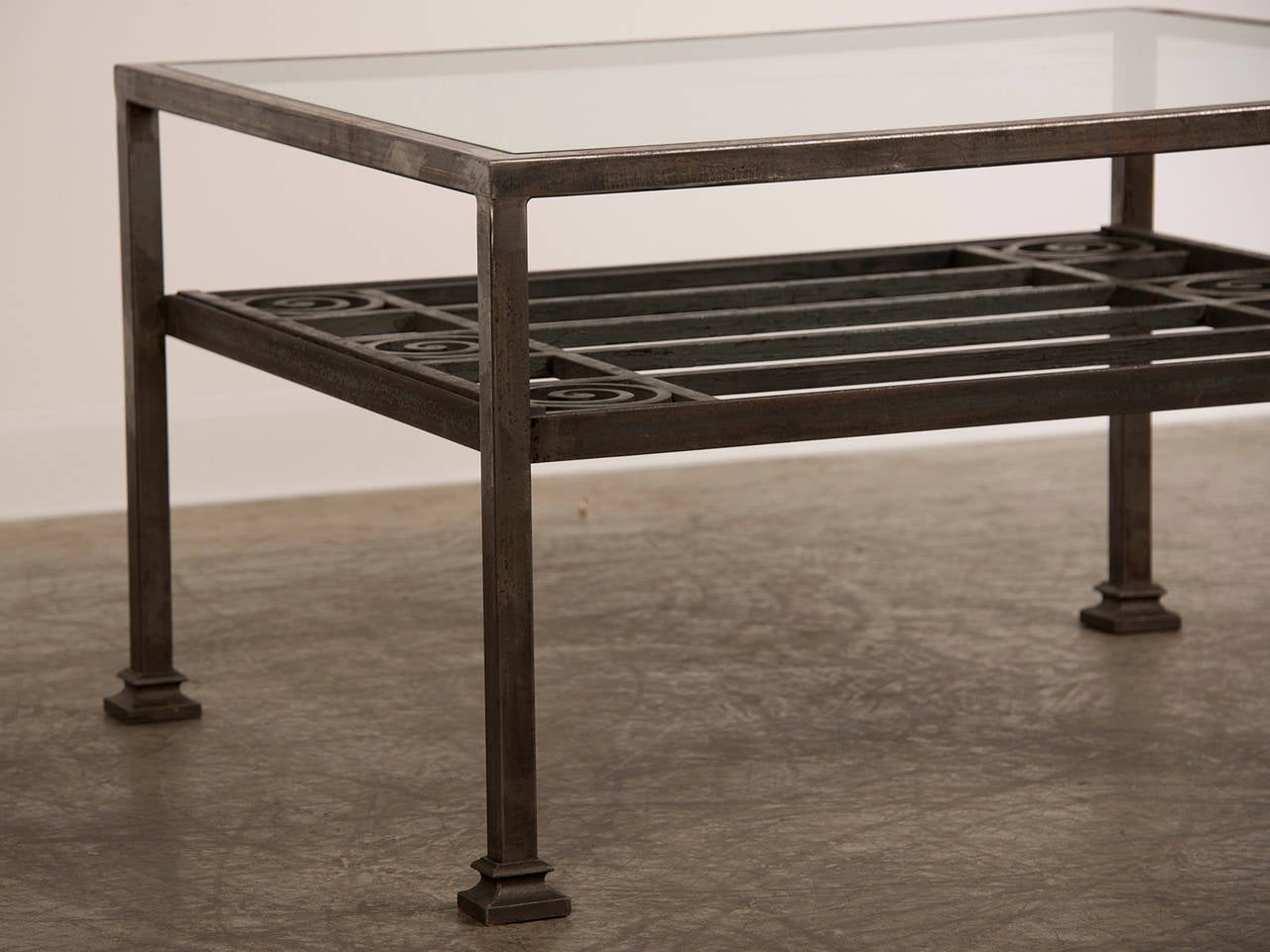 Art Deco Period Forged Iron Grate, France circa 1930, Custom Coffee Table 3