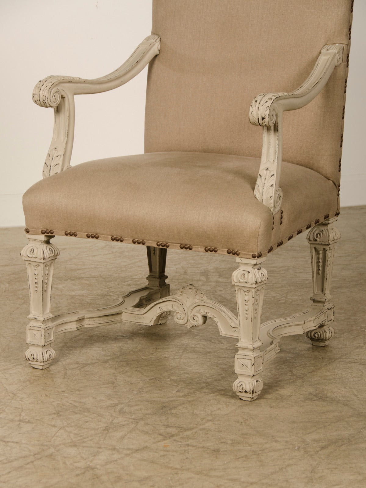Pair of Louis XIV Style Painted Armchairs, France circa 1930 1