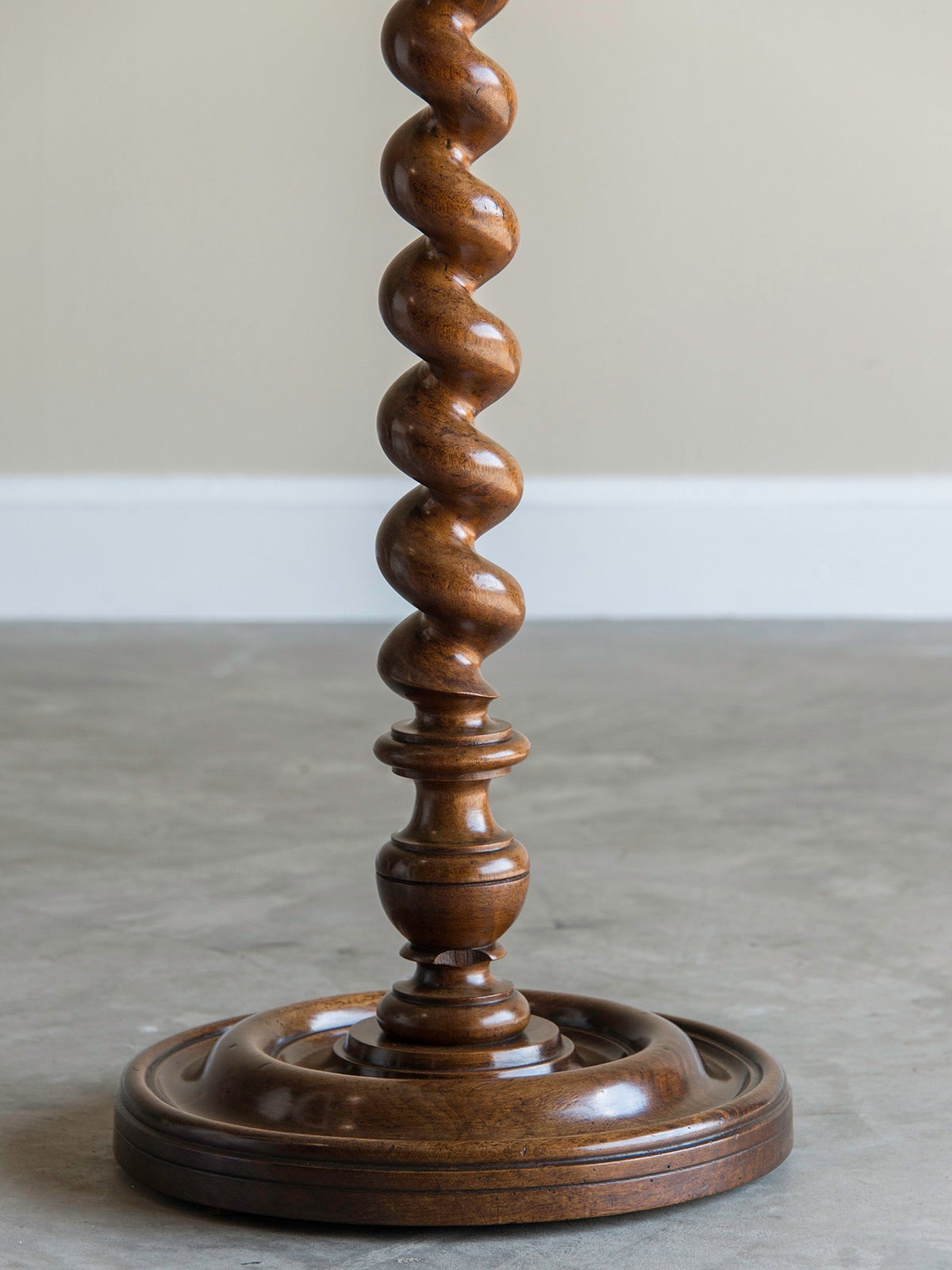 Tall Antique French Walnut Pedestal with Ribbon Twist Column, circa 1850 In Excellent Condition For Sale In Houston, TX