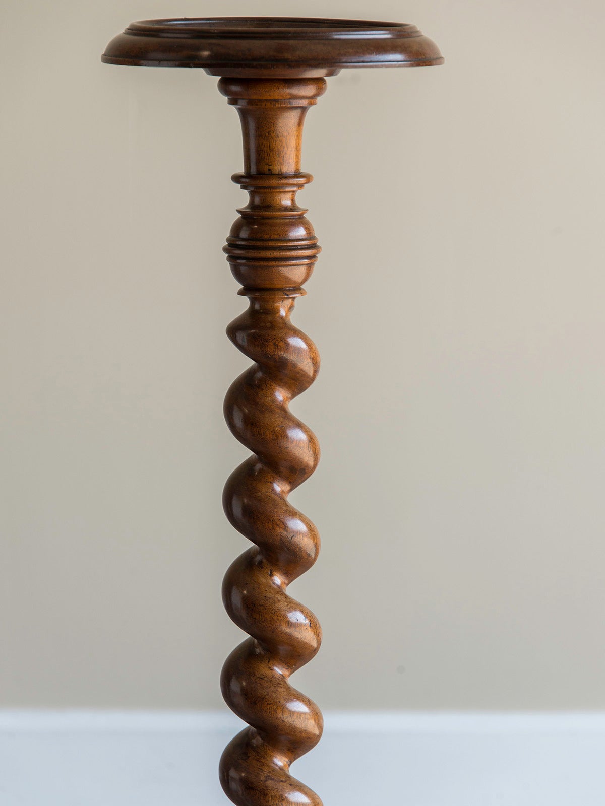 Country Tall Antique French Walnut Pedestal with Ribbon Twist Column, circa 1850 For Sale