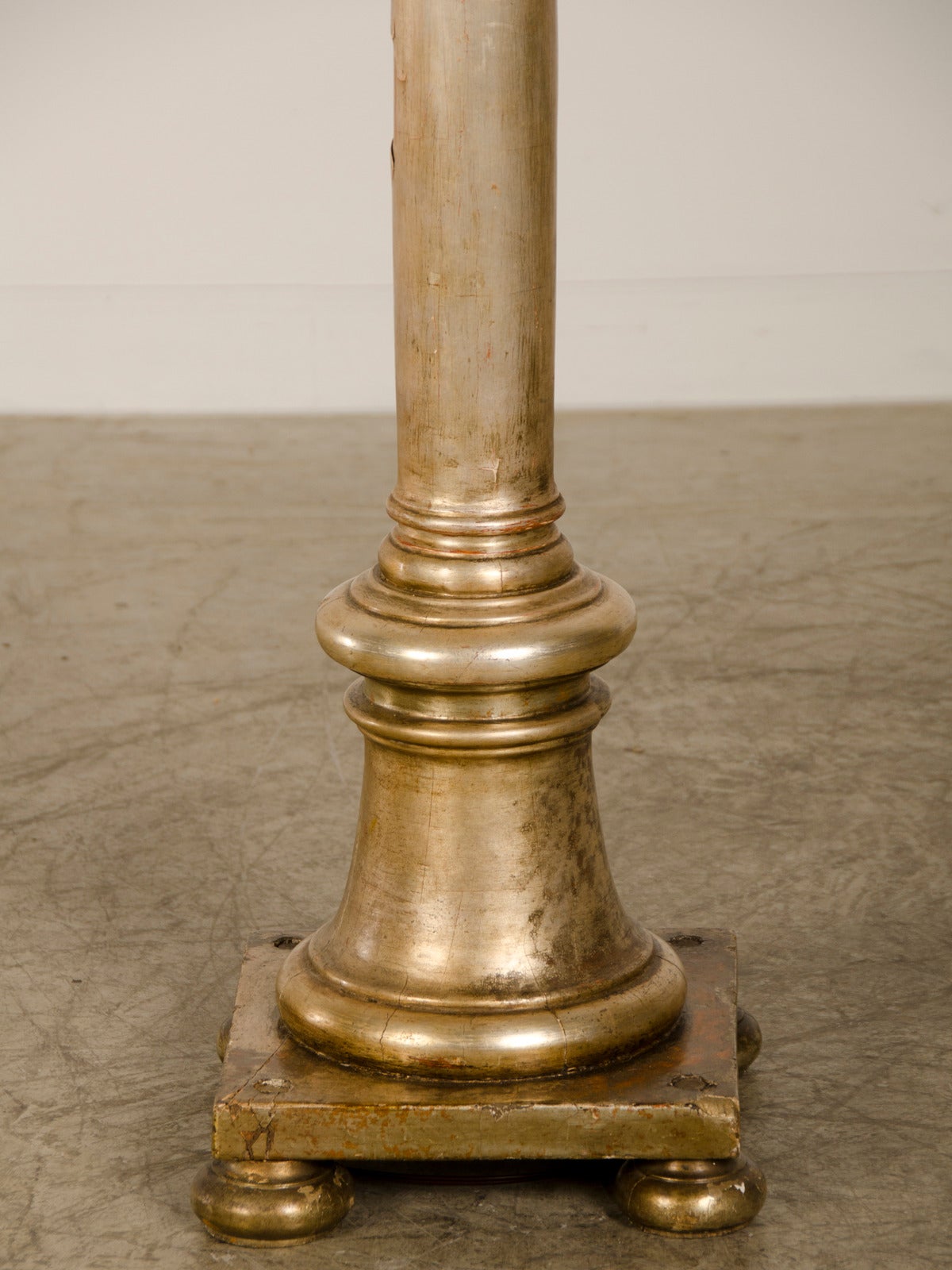Late 19th Century Antique Italian Silver Gilt Candle Stand circa 1890 Converted to a Floor Lamp For Sale
