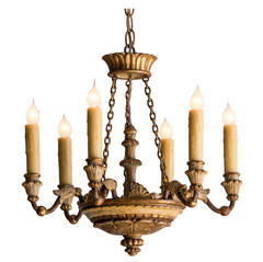 Neoclassical Painted and Gilded Vintage Six-Arm Chandelier, Italy, circa 1920