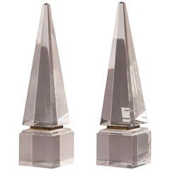 Pair of Vintage French Lucite Obelisks circa 1950