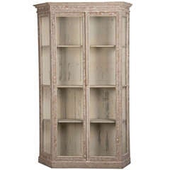 Tall Painted Display Cabinet, Original Glass, Bordeaux, France c.1840