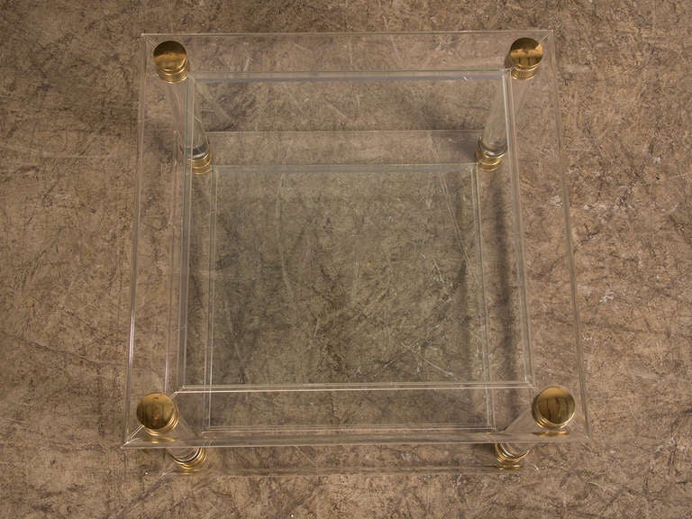 Vintage French Mid-Century Modern Lucite and Glass Side Table, circa 1975 1