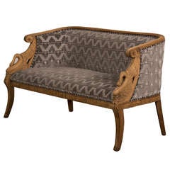 Empire style pale oak settee finished on all sides, France c.1860