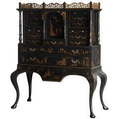 Antique Queen Anne Period Chinoiserie Cabinet on Stand, England, circa 1710