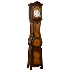 Antique Louis XV Style Burl Walnut Long Case Clock, France c.1850