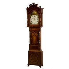 Antique A robust Georgian style oak long case clock from England c.1850