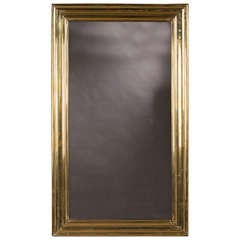 Brass Ribbed Frame Antique French Bistro Mirror circa 1875 (31 1/2"w x 43 1/2"h)