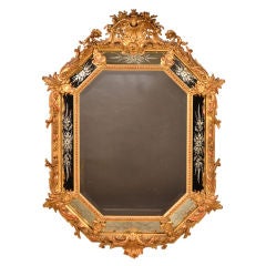 Antique Baroque Style Gold Leaf Octagonal Mirror, France c.1890