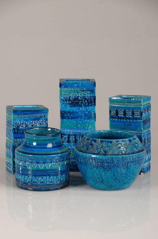 A collection of glazed earthenware vessels from Italy c.1965