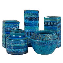A collection of glazed earthenware vessels from Italy c.1965