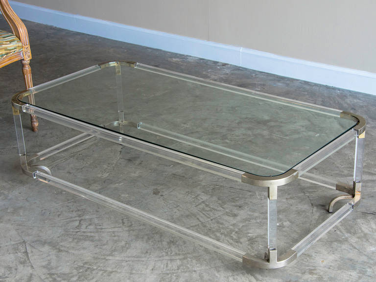 Late 20th Century Perspex and Metal Coffee Table with Glass, Italy circa 1975