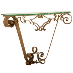 Vintage Hand Forged Gilded Iron Console Table from Italy ca. 1950