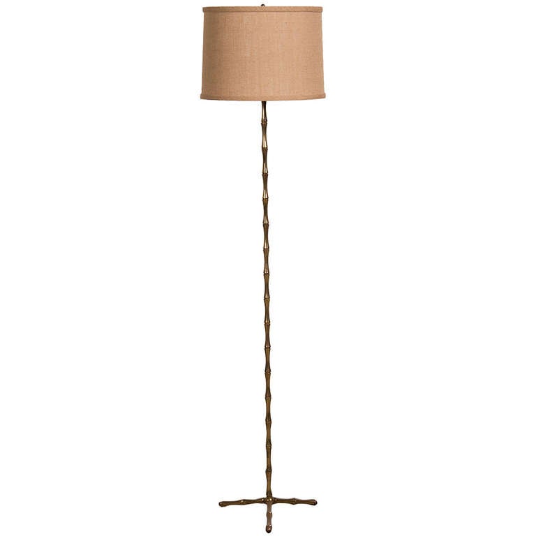 Jacques Style Faux Bamboo Brass Floor Lamp, France c.1950 at 1stdibs