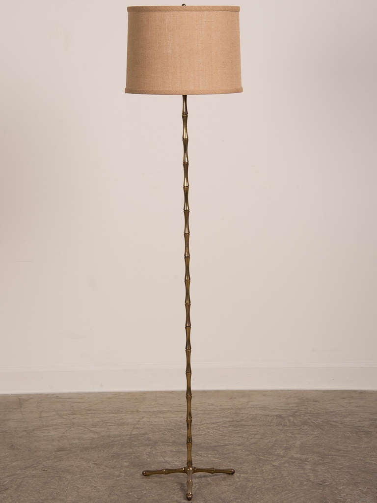 Jacques Style Faux Bamboo Brass Floor Lamp, France c.1950 at 1stdibs