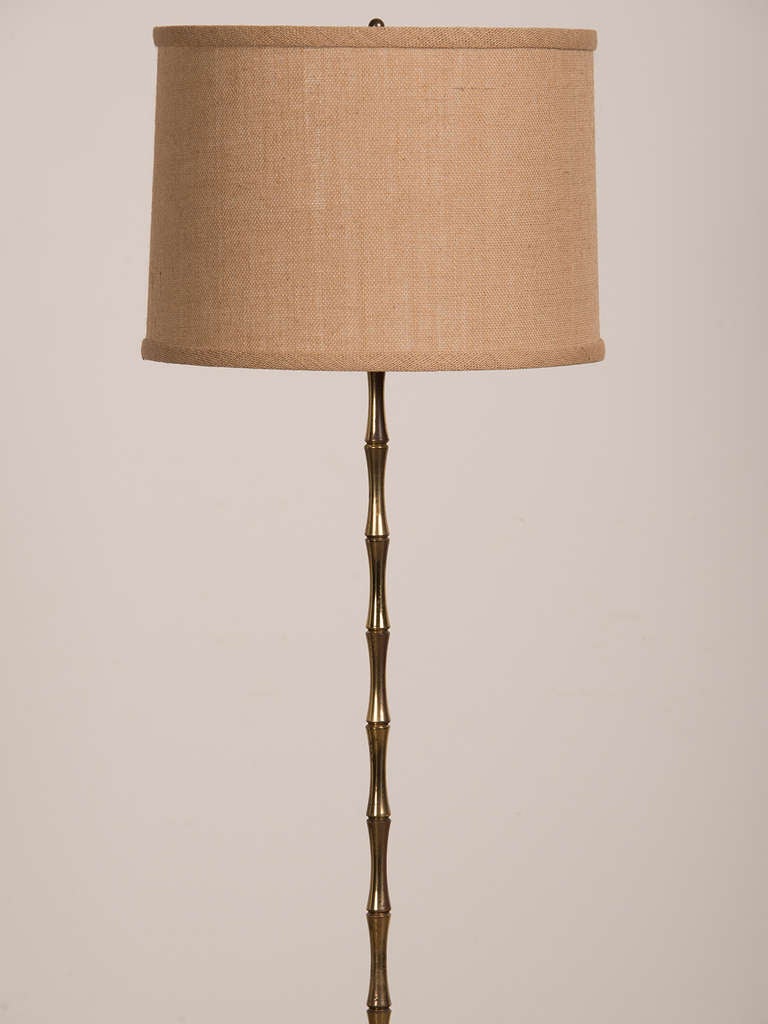 Jacques Style Faux Bamboo Brass Floor Lamp, France c.1950 at 1stdibs