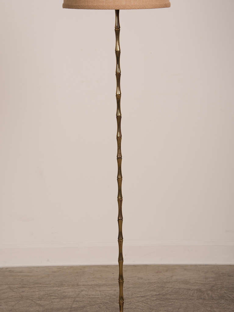 Jacques Style Faux Bamboo Brass Floor Lamp, France c.1950 at 1stdibs