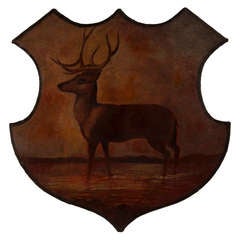 Stag Painting with Shield Shape, Scotland c.1885