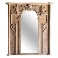 Regence Style Carved Beechwood Overmantel Mirror, France c. 1820