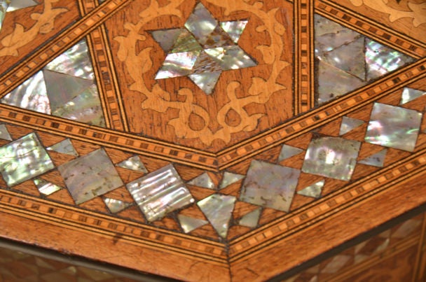 Syrian Persian Walnut Table Inlaid with Mother of Pearl, Damacus, Syria c.1880