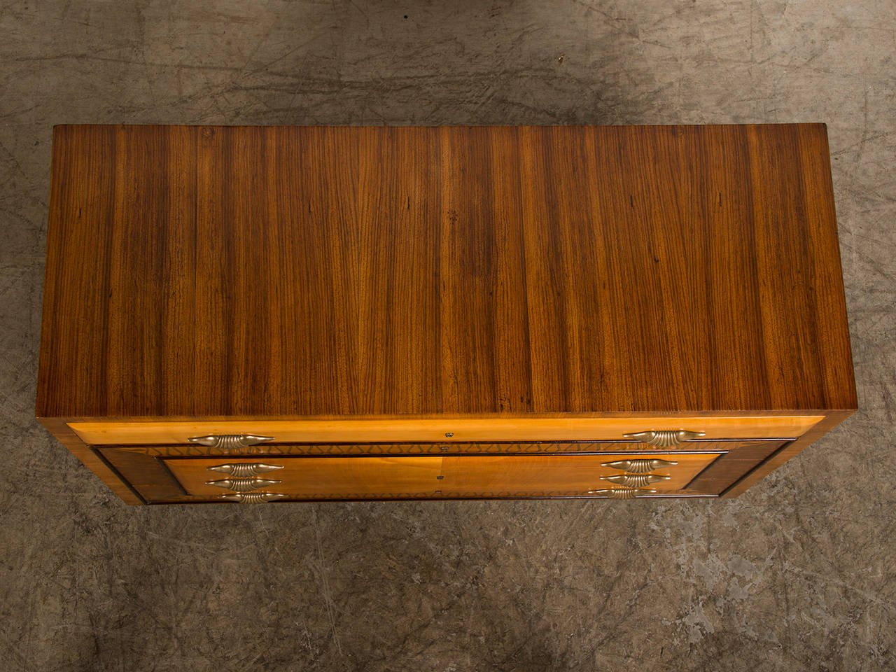 Vintage Italian Art Deco Period Walnut, Maple Chest of Drawers, circa 1930