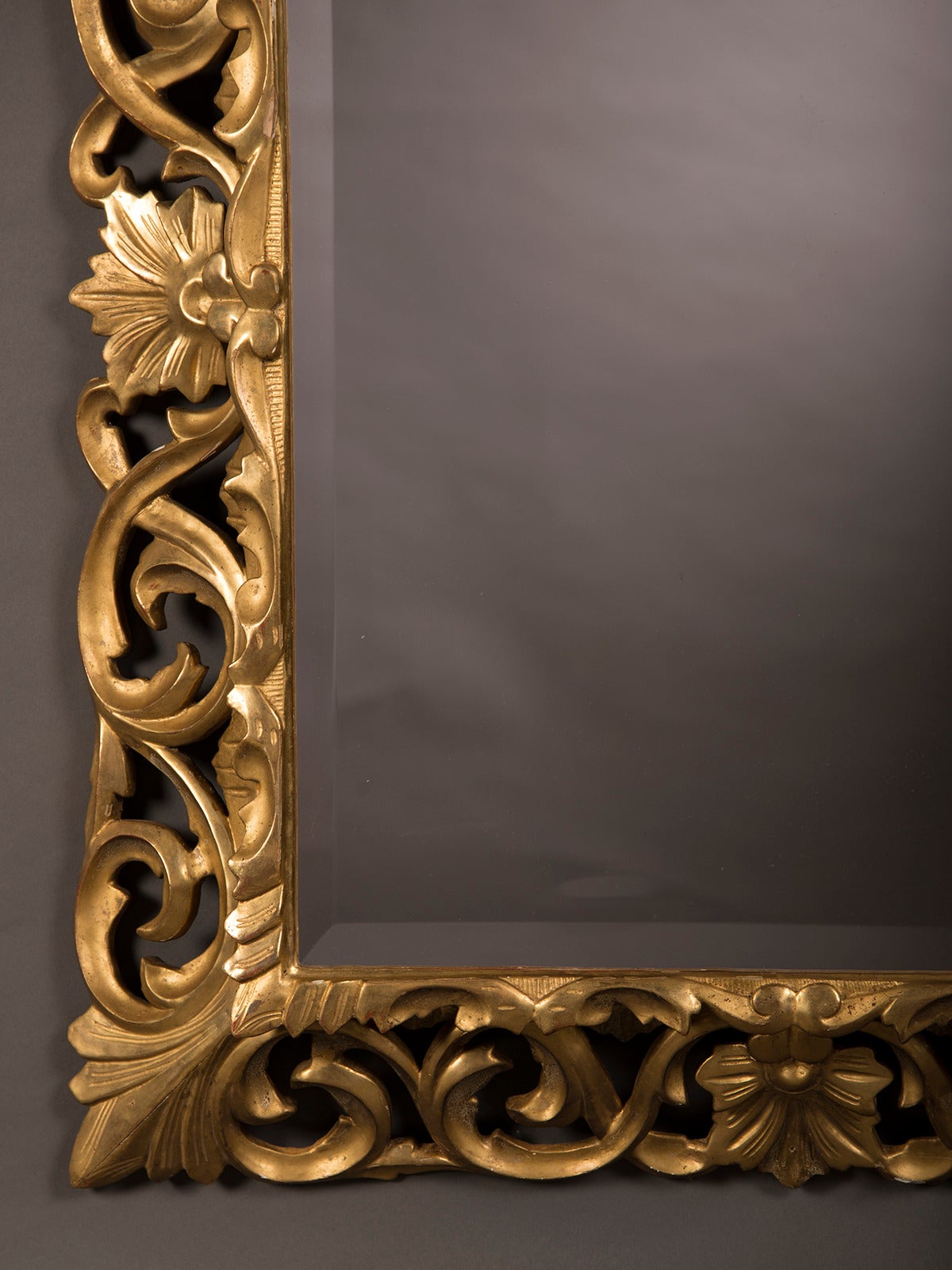 Antique French Baroque Style Gold Beveled Mirror, 1875 (35 1/2