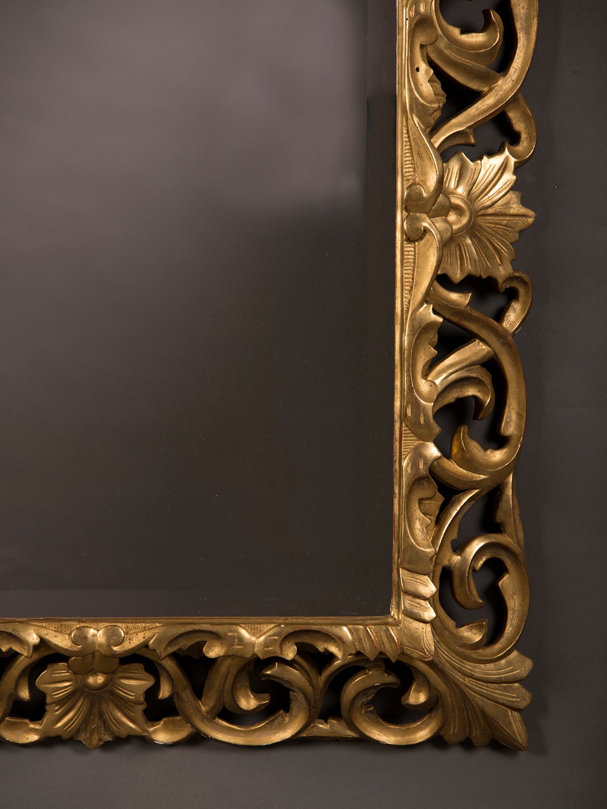 19th Century Antique French Baroque Style Gold Beveled Mirror, 1875 (35 1/2