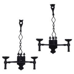 A pair of unique forged iron sconces from France c.1900