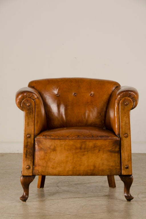 French An Art Moderne period leather armchair from France c.1940