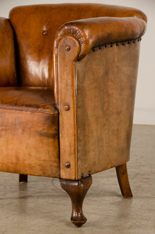 Mid-20th Century An Art Moderne period leather armchair from France c.1940