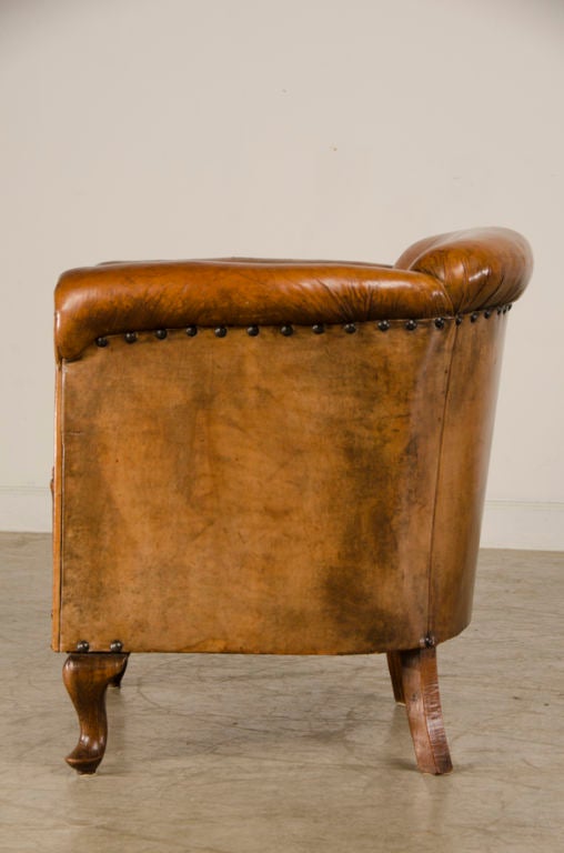 Leather An Art Moderne period leather armchair from France c.1940