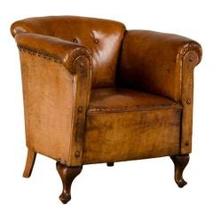 An Art Moderne period leather armchair from France c.1940