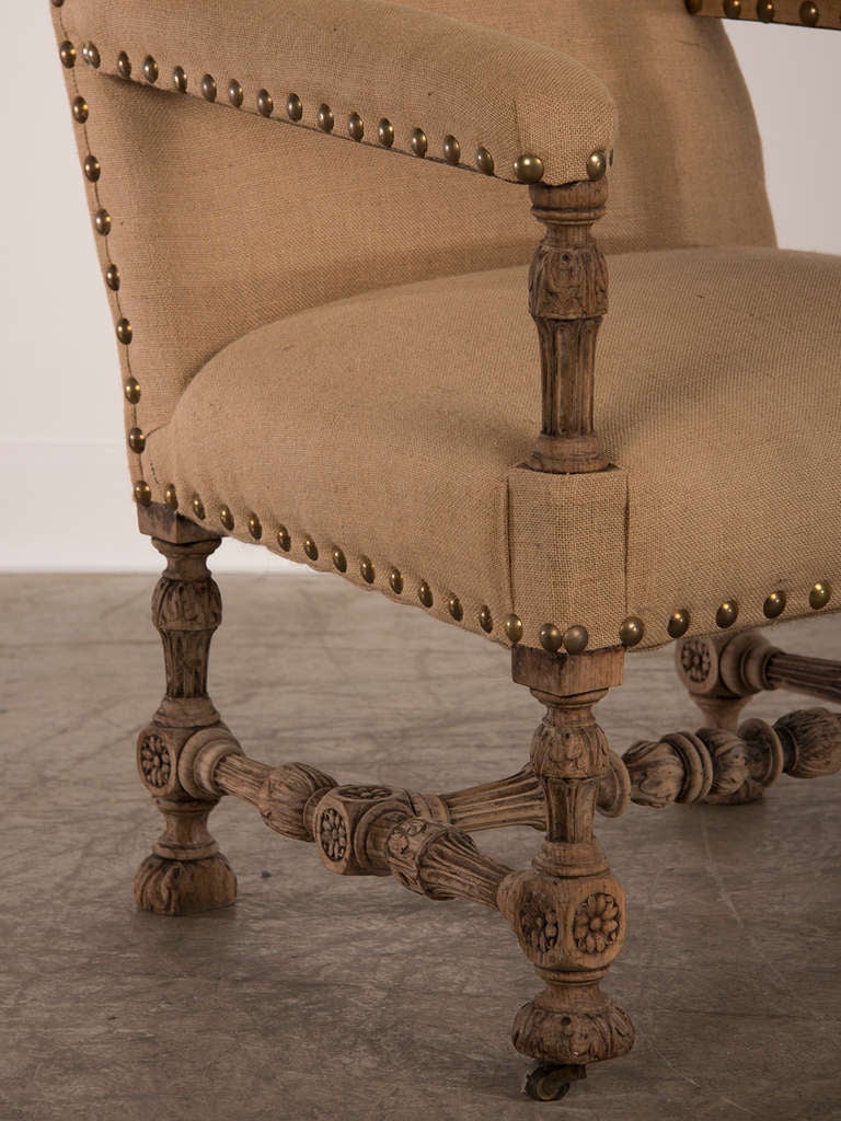 Antique French Henri II Style Carved Oak Pair of Armchairs, circa 1880 1