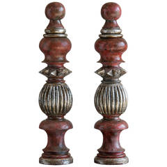 Pair of Italian Modernist Painted Columns, circa 1920
