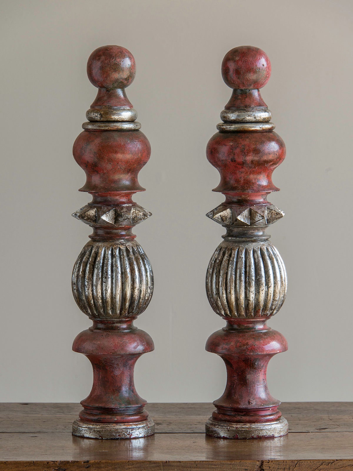 Pair of Italian Modernist Painted Columns, circa 1920