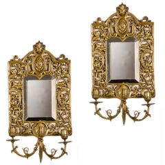 Antique A pair of Belle Epoque period brass sconces from France c.1890