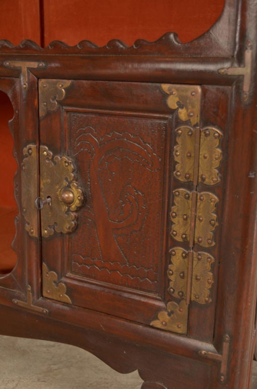 Iron Antique Chinese Scholar's Cabinet, Kuang Hsu Period, circa 1875 For Sale