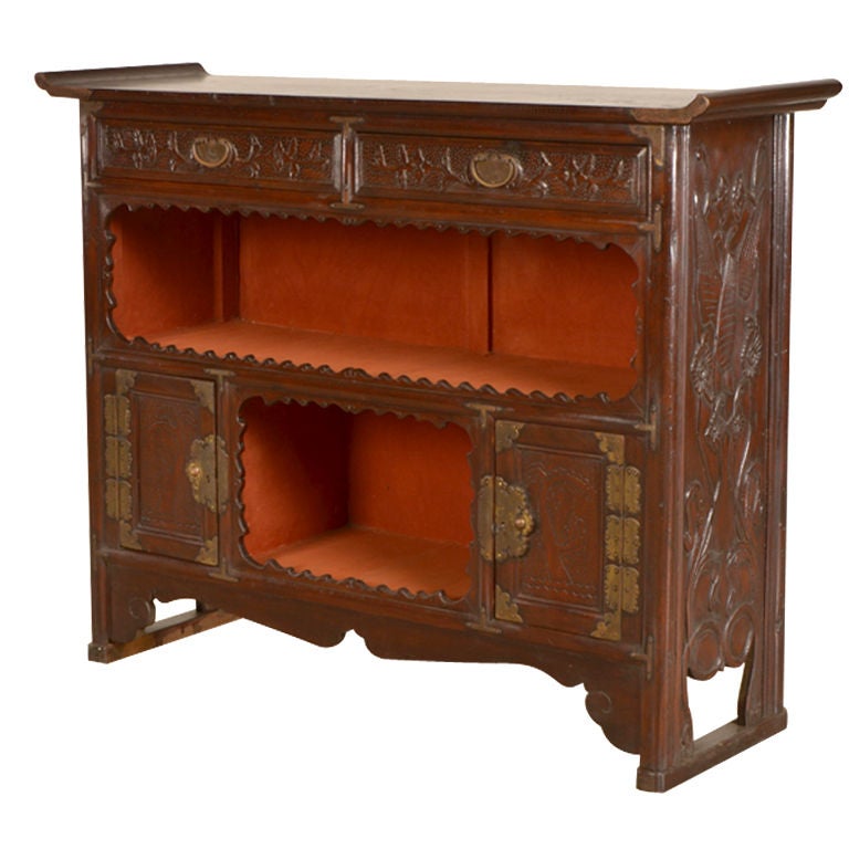 Antique Chinese Scholar's Cabinet, Kuang Hsu Period, circa 1875 For Sale