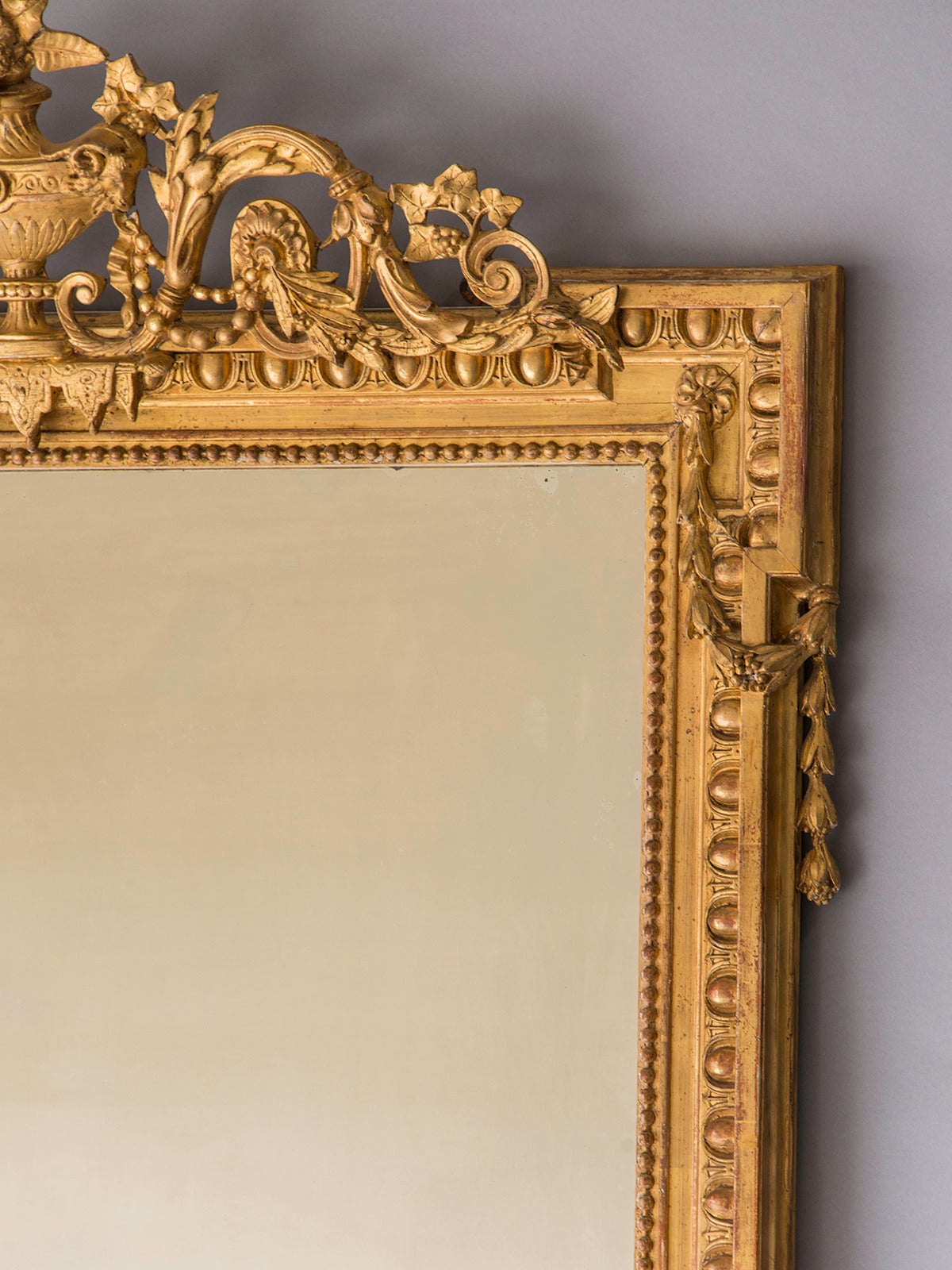 19th Century Antique French Napoleon III Style Gold Leaf Mirror,  circa 1880 (40